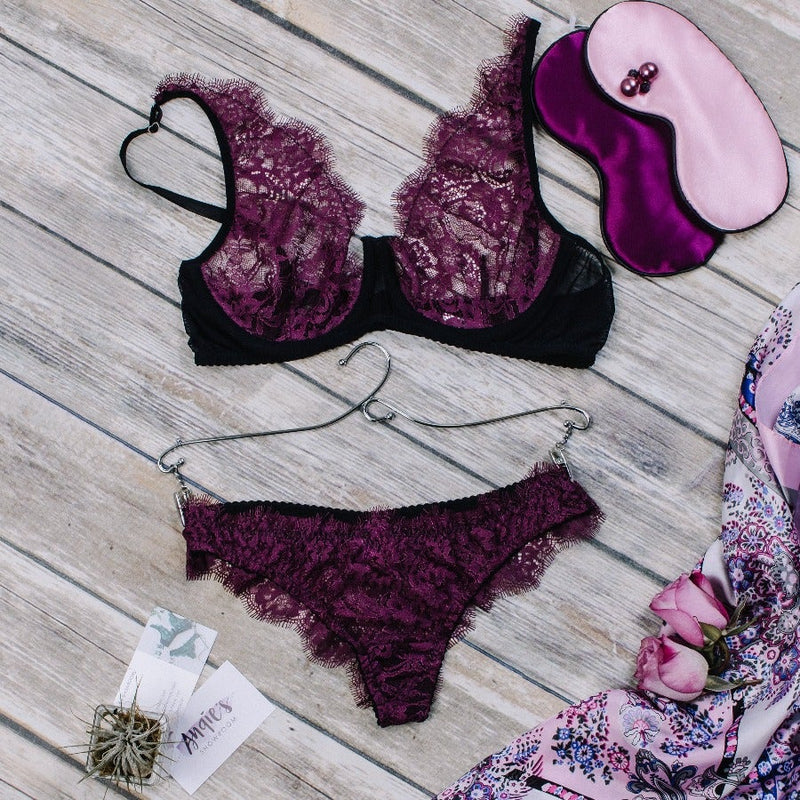 Lace strap purple bikini panty - Angie's showroom