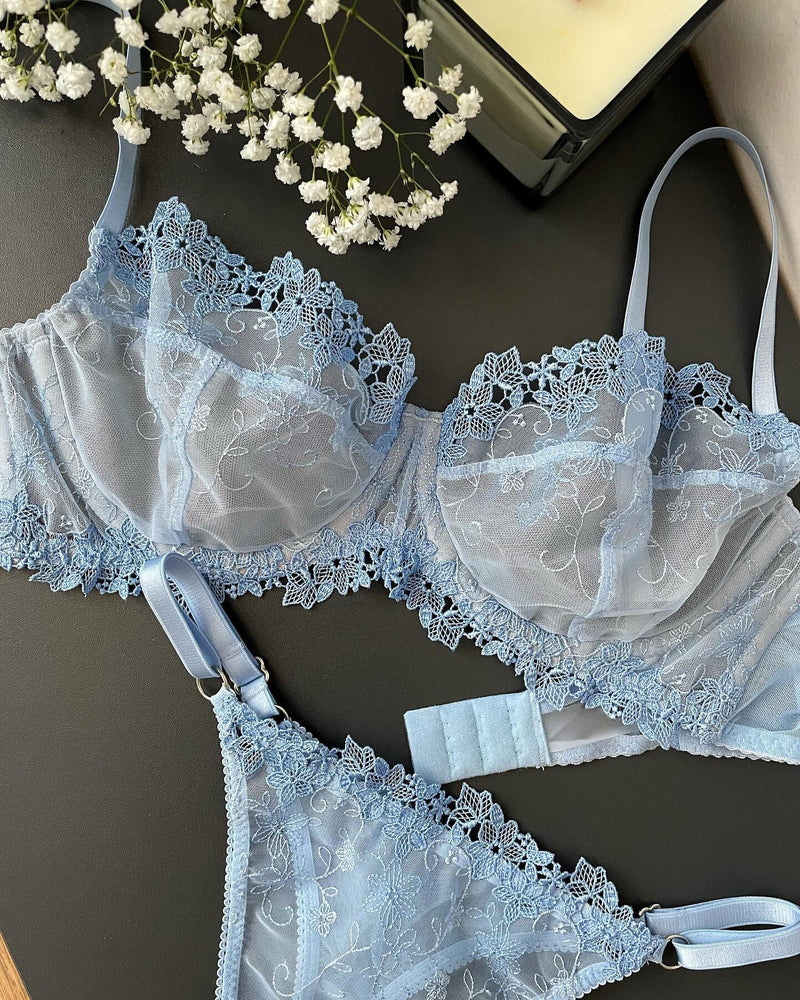 Premium Blue Sky Handmade Lingerie Set - Angie's Showroom Premium Blue Sky Handmade Lingerie Set - Angie's Showroom
