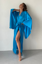 Flames Kimono Neon Blue Robe Front