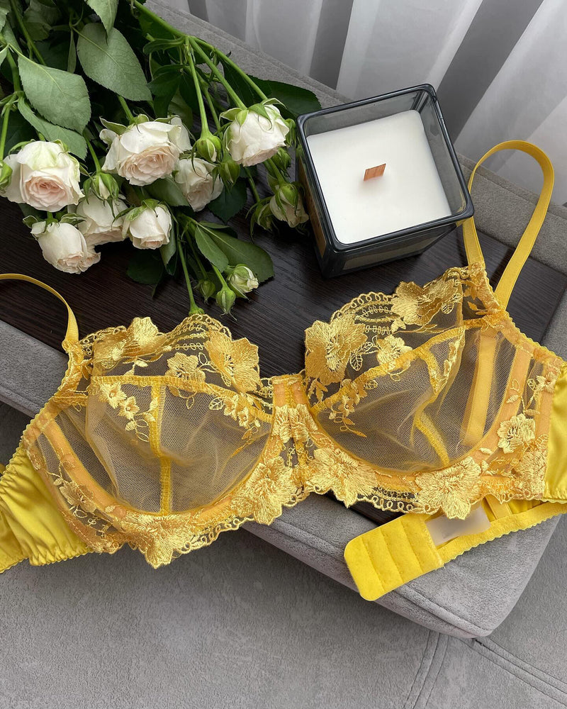 Premium New Freesia Yellow Lingerie Set - Angie's Showroom 36B / L Premium New Freesia Yellow Lingerie Set - Angie's Showroom 36B / L