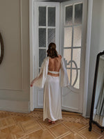 Serene Silky Long Robe With Open Back - Angies Showroom