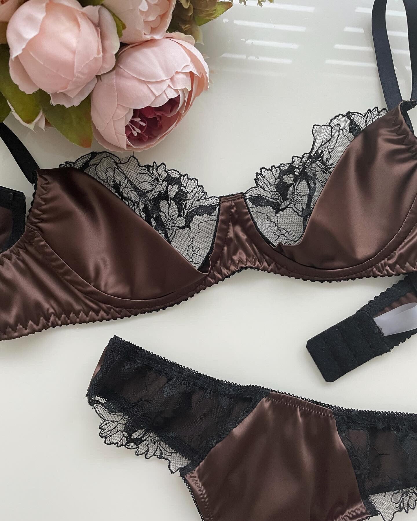 Premium Mon Belle Brown Handmade Lingerie Set 36B / M