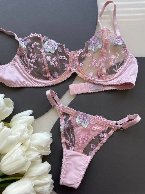 Pink Hibiscus Lingerie set - Angies Showroom