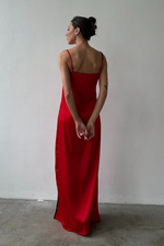 Desire open back gown in red