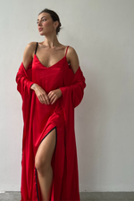 Desire open back gown in red