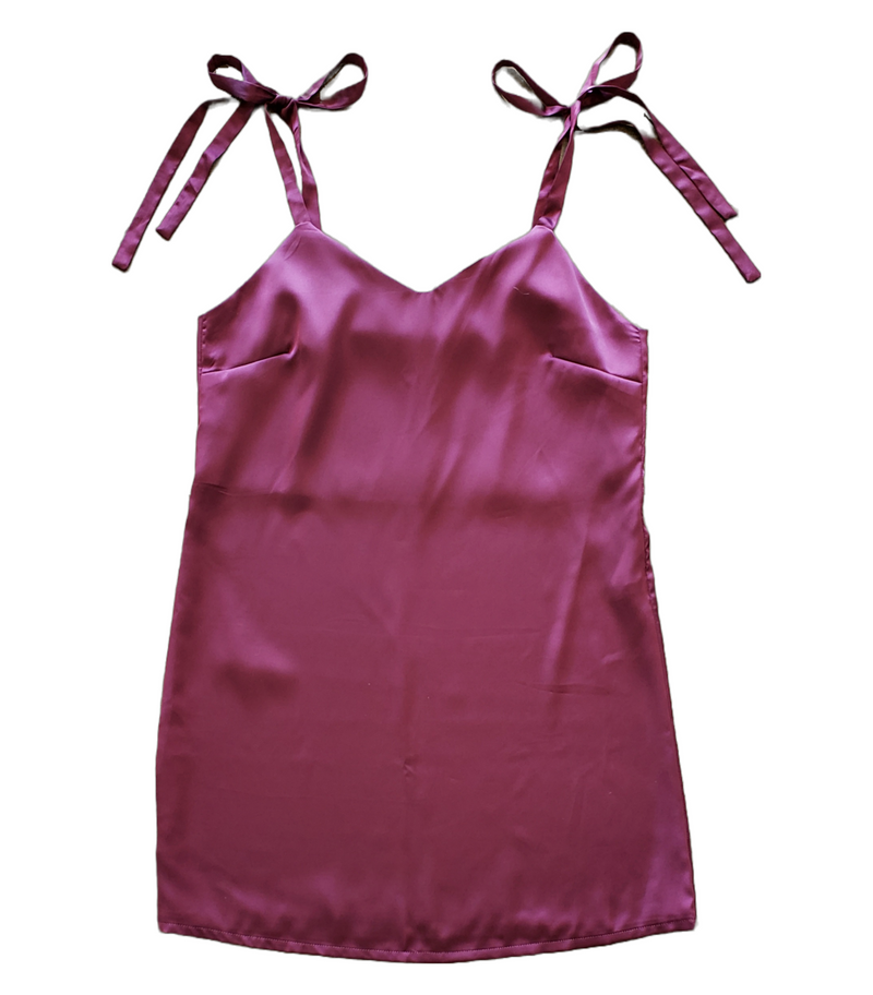 Orchid Silk Slip Dress burgundy Angie's Showroom