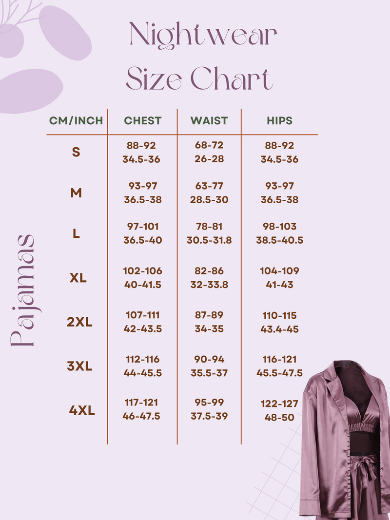 Nightwear Size Chart