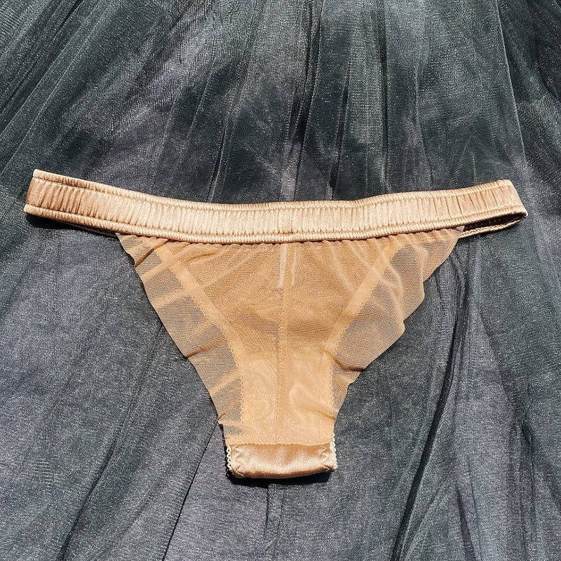 Diana Silk and Mesh Bikini Gold Panty - Angie's showroom