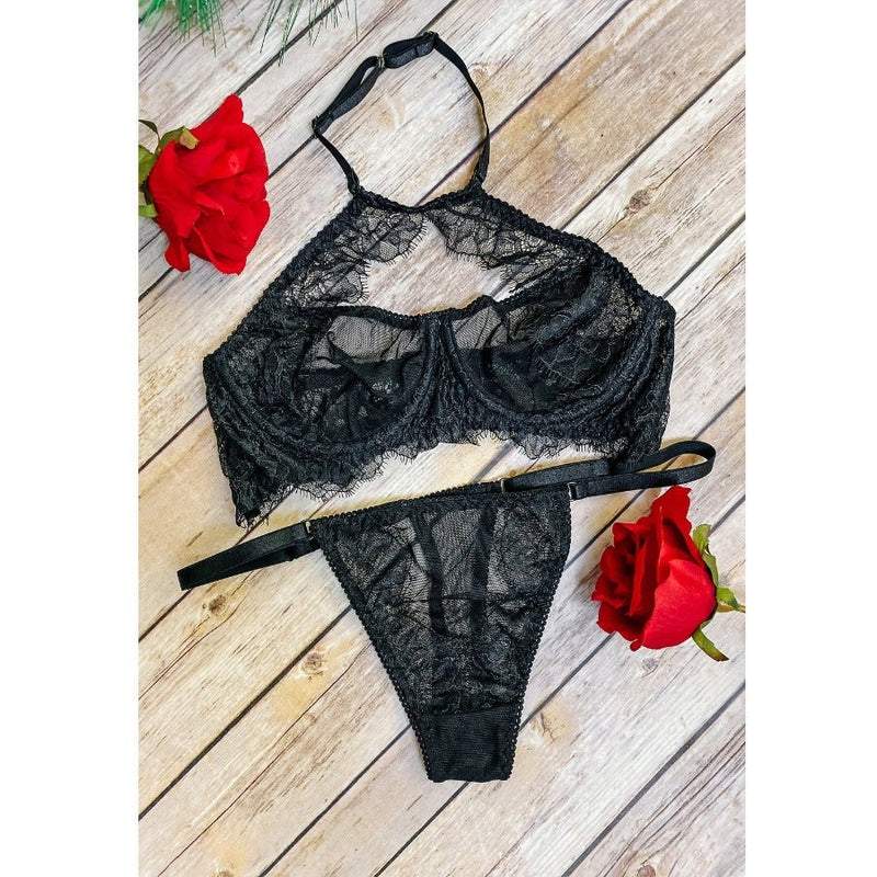 Buy THE MEGA STORE Bra - Panty Lingerie Set for Women Combo Black at