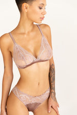 Fiona Chocolate Silk and Lace Bralette - Angie's showroom