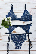 Flame and Lace Blue Garter Belt - Angie's showroom