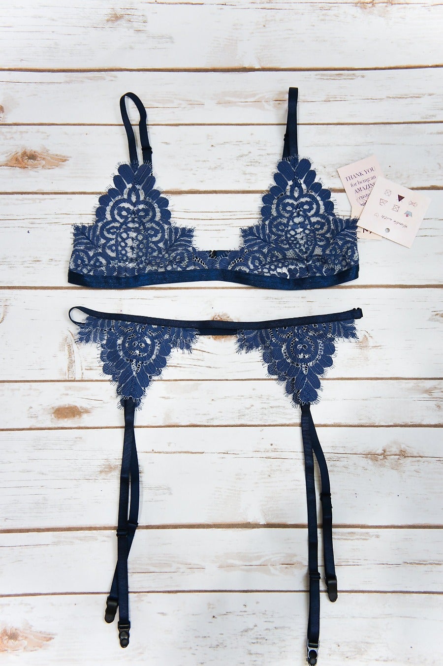Flame and Lace Blue Garter Belt