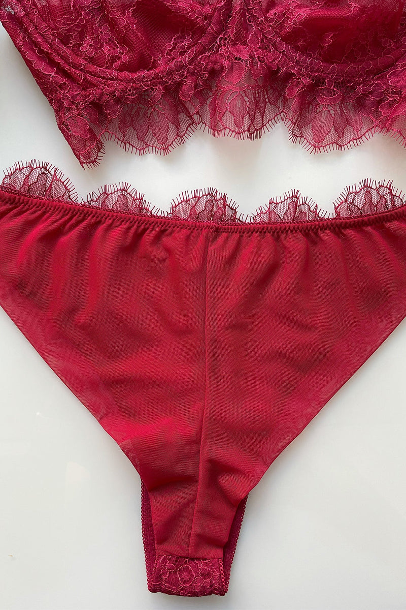 Premium Grace Burgundy Lace Handmade Lingerie Set Angie's Showroom Premium Grace Burgundy Lace Handmade Lingerie Set Angie's Showroom