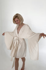 Kimono Sleeves Linen Robe - Angie's showroom