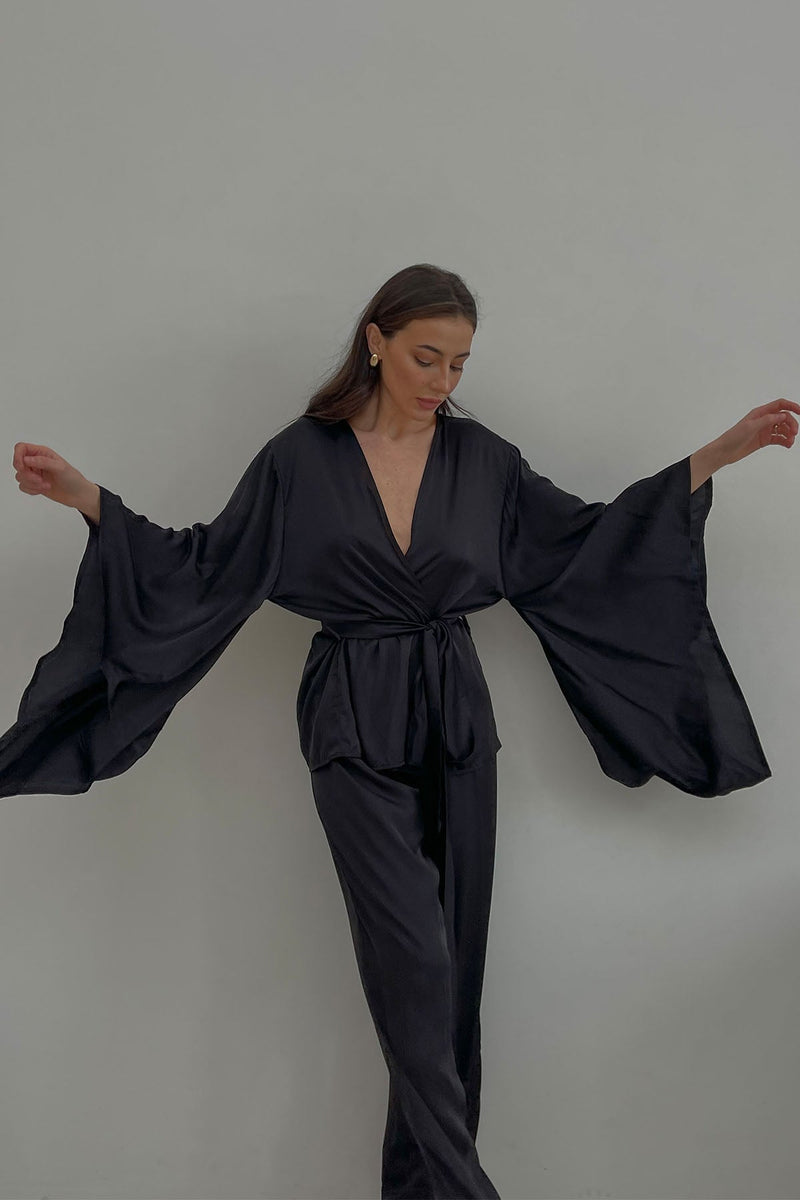 Luna Kimono & Pants silky 2-pieces pajama set - Angie's showroom