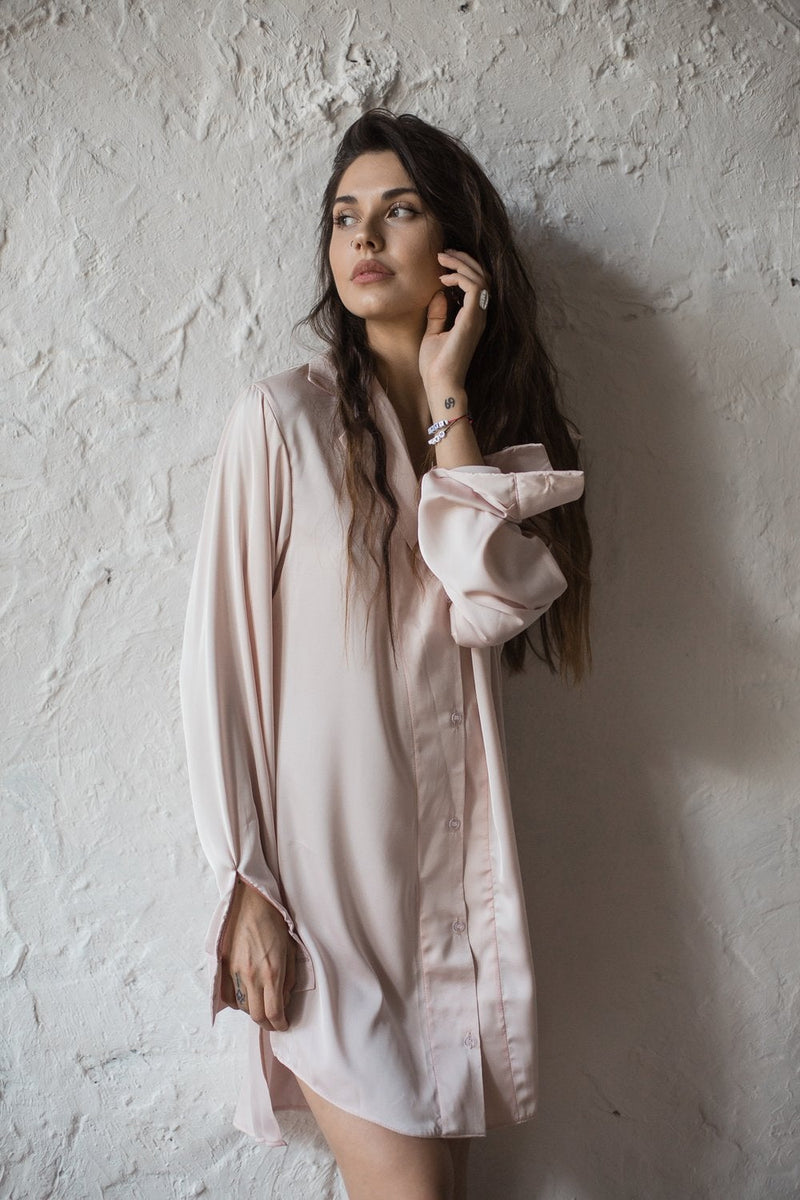 Oversized Ivory Shirt / Nightgown - Angie's showroom